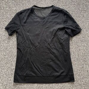 Issey Miyake Black See Through Striped Knit Cotton Shirt Top 2